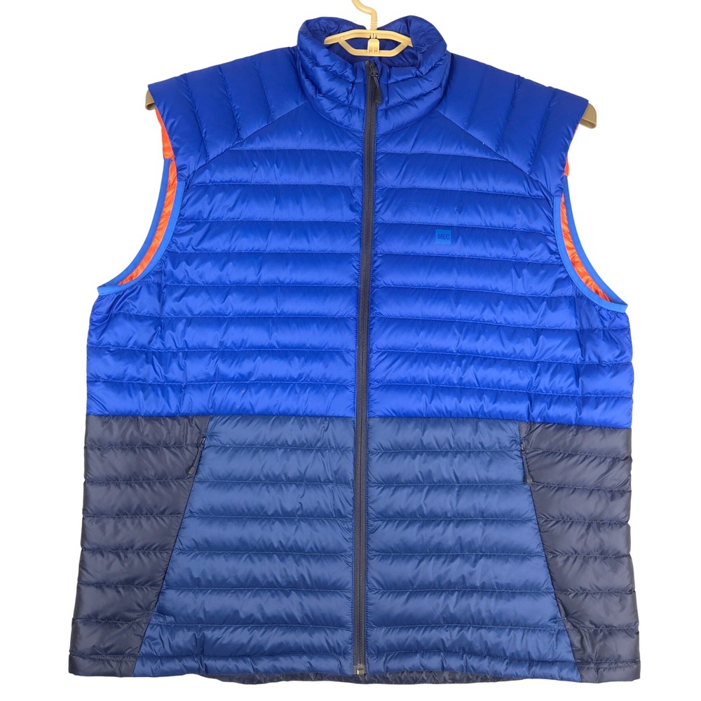 MEC Mens Boundary Light XXL Puffer Vest Blue Two Tone Down Filled Full Zip